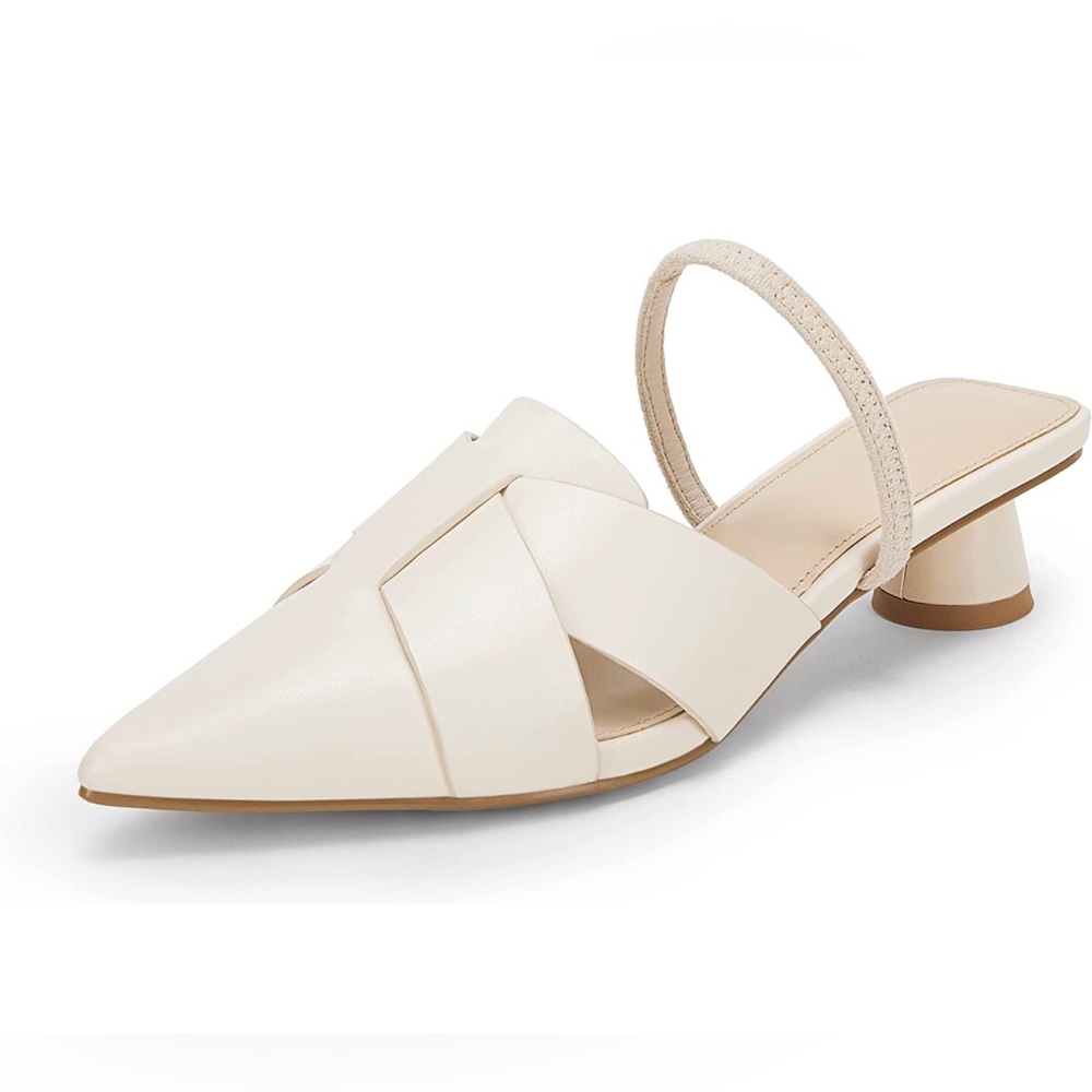 Coutgo Women's Closed Pointed Toe Mule Flats Backless Slip on Slides Loafer